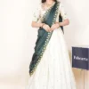 Bottle Green Ivory Half Saree