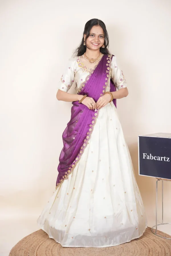 Falsha Purple Ivory Half Saree