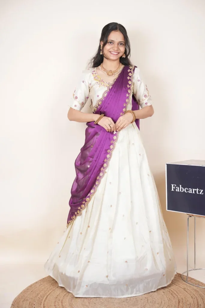 Falsha Purple Ivory Half Saree