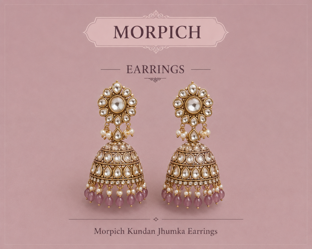 Blush Pink Kundan Jhumka Earrings