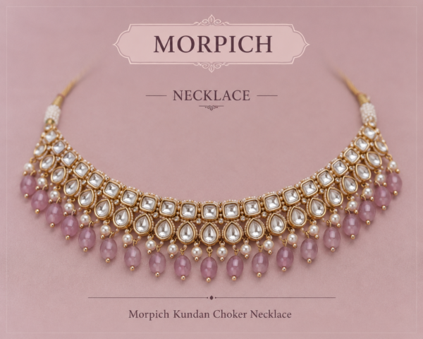 Blush Pink Kundan Pearl Drop Choker