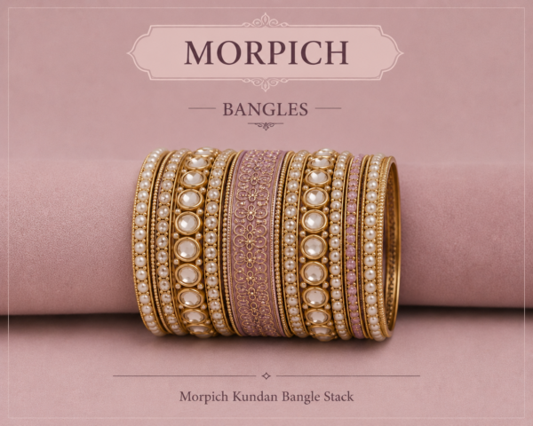 Blush Pink Kundan Bangle Set