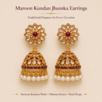 Maroon Kundan Jhumka Earrings