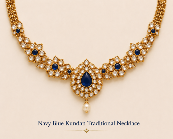Navy Blue Kundan Traditional Necklace