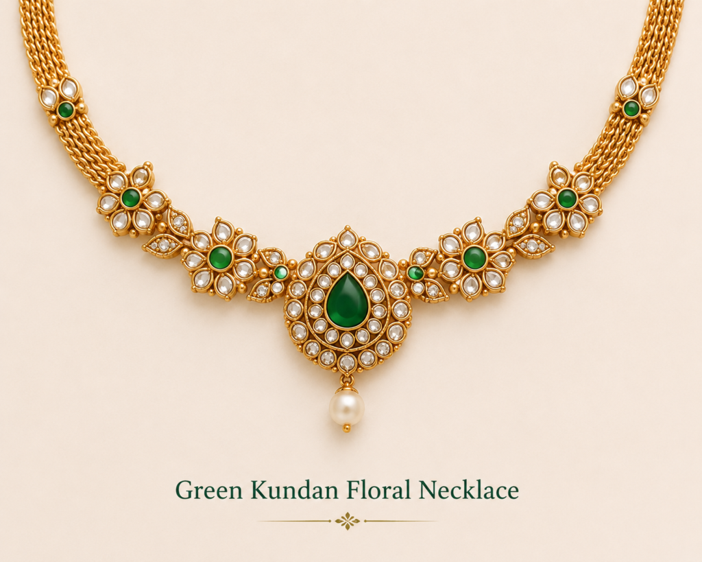 Green Kundan Floral Necklace