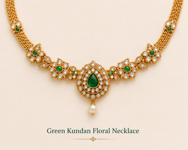 Green Kundan Floral Necklace