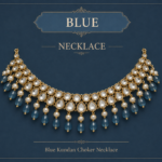 Royal Blue Kundan Drop Choker Necklace