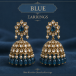 Royal Blue Kundan Jhumka Earrings