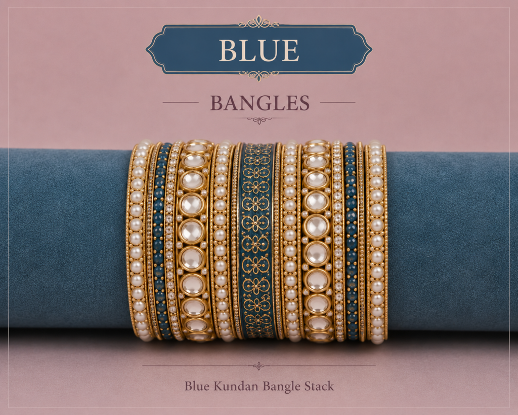 Teal Kundan Bangle Set