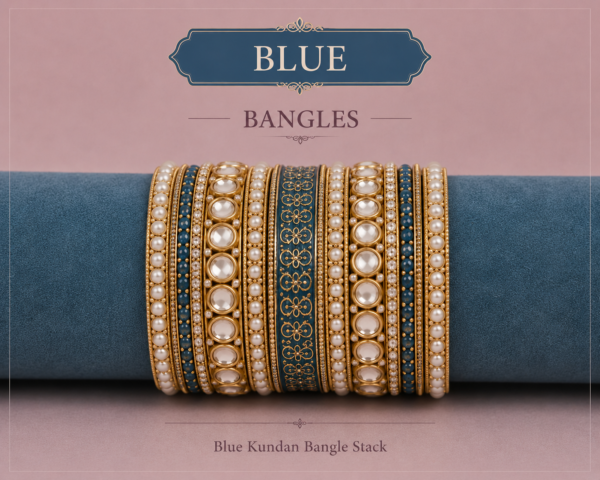 Teal Kundan Bangle Set