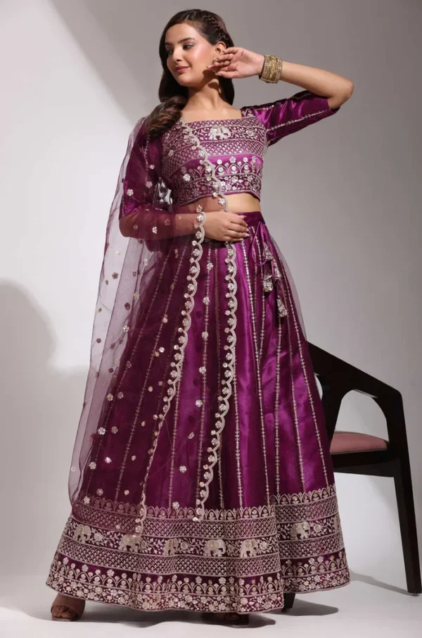 Magenta Silver Lehenga