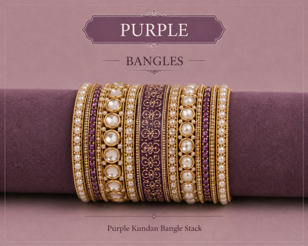 Purple Kundan Bangle Set