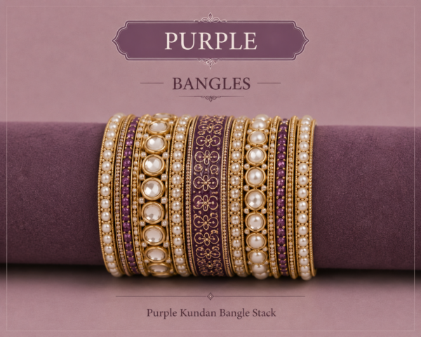 Purple Kundan Bangle Set