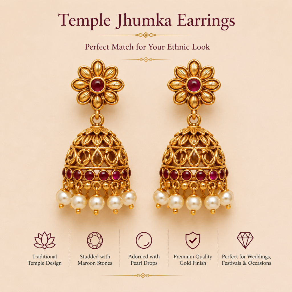 Temple Jhumka Earrings