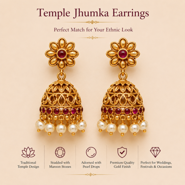 Temple Jhumka Earrings