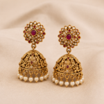 Antique Floral Pearl Jhumka Earrings