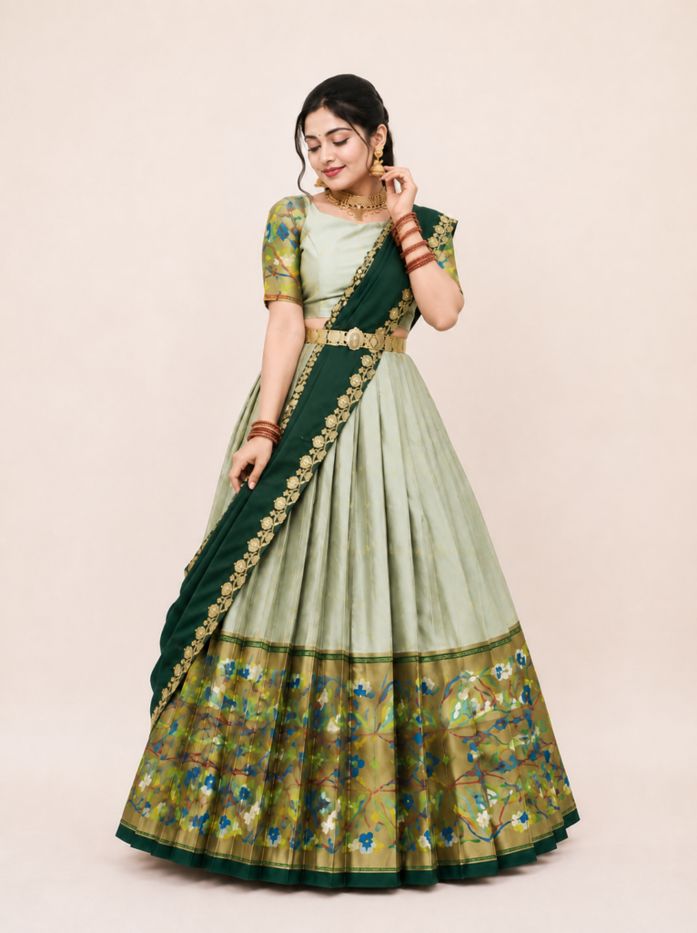 Mint Green Half Saree