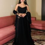 Jet Black Sequin Work Georgette Lehenga Set