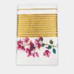 Ivory Floral Printed Tissue Saree with Golden Woven Border