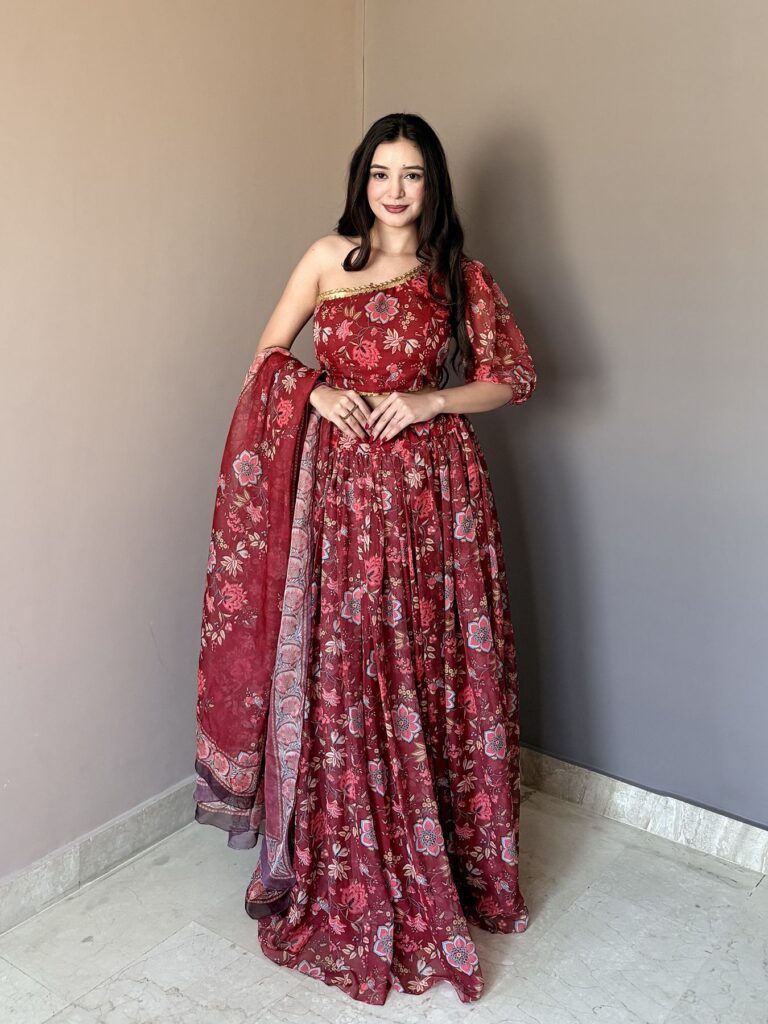 Rosewood Floral Printed Lehenga Set