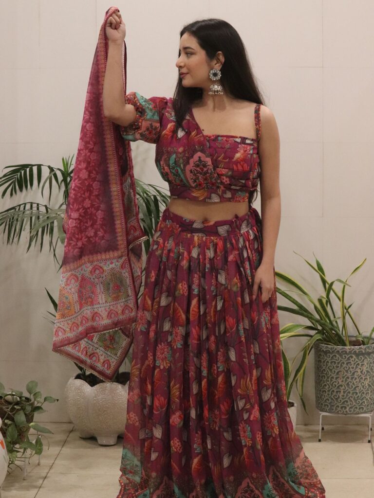 Ruby Floral Printed Lehenga Set