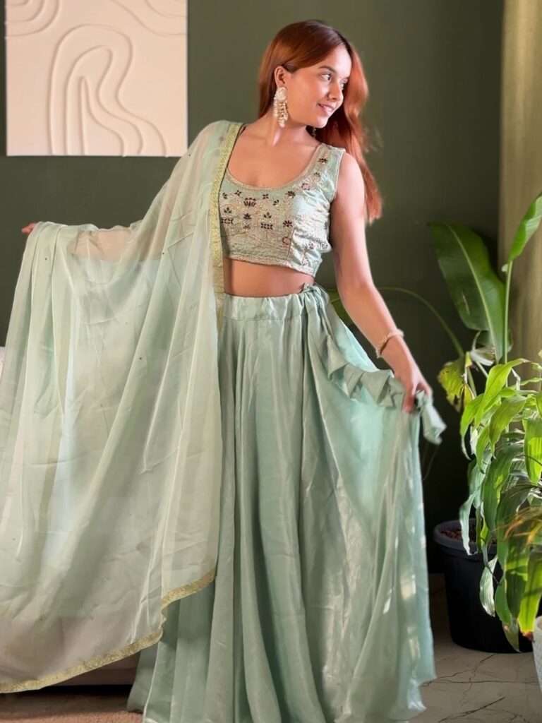 Ash Grey Embroidered Lehenga Set